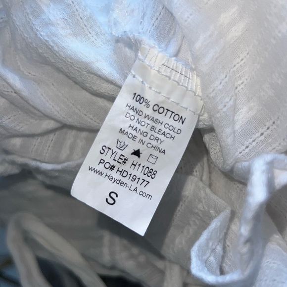 HAYDEN - SMALL WHITE ELASTIC WAIST W/ TIE BLOUSE EUC - Picture 10 of 12